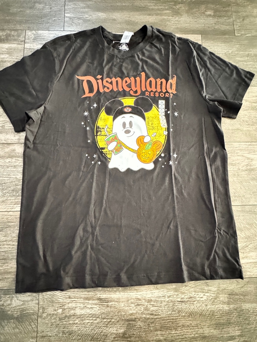 Disney Disneyland Resort Black Tee with Ghost Mickey Graphic
